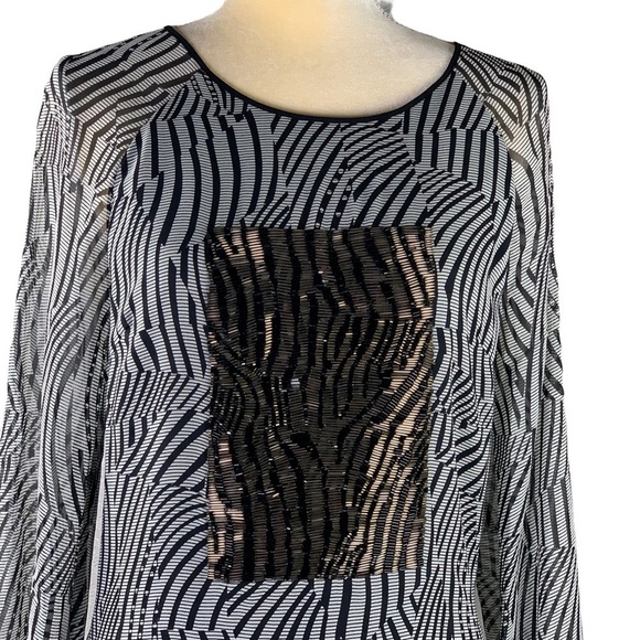 Ted Baker London Abstract Zebra Pattern with Bronze Glass Beads Design Dress - Picture 4 of 16